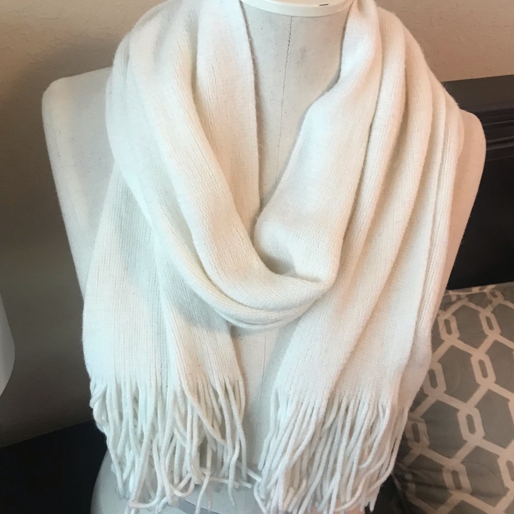 Winter soft fluffy scarf- creme color
